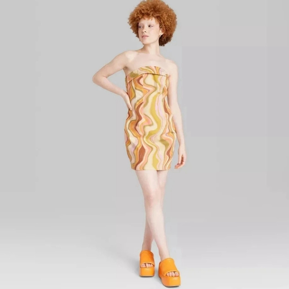 wild fable Dresses & Skirts - Wild Fable Twill Strapless Tube Lace Up Back Mini Bodycon Dress NWOT